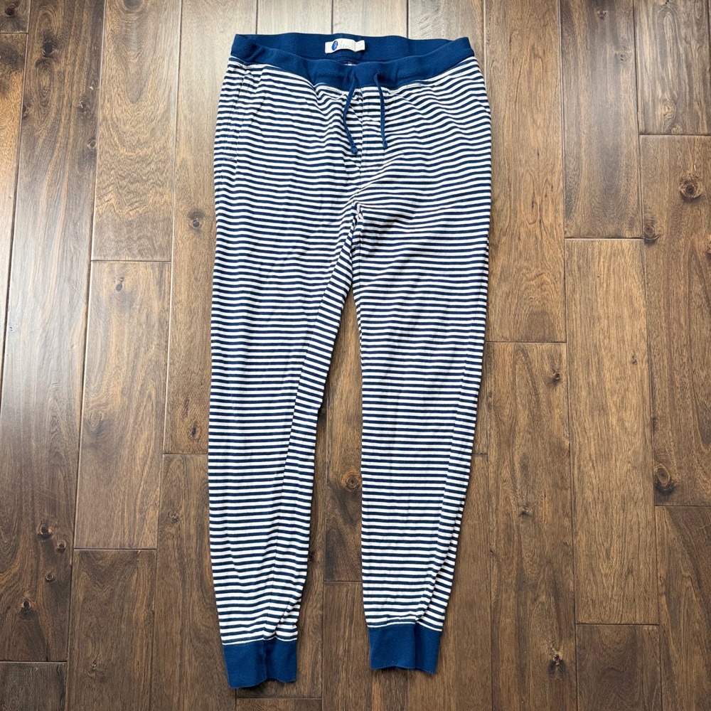 Boden Pajama Pants Men Medium Navy White Excellent Striped Cotton Lounge Bottoms